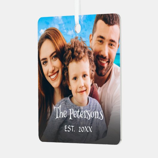 独自の2枚の写真を作成カスタム文字おもしろいタイポグラフィ メタルオーナメント (正面左)