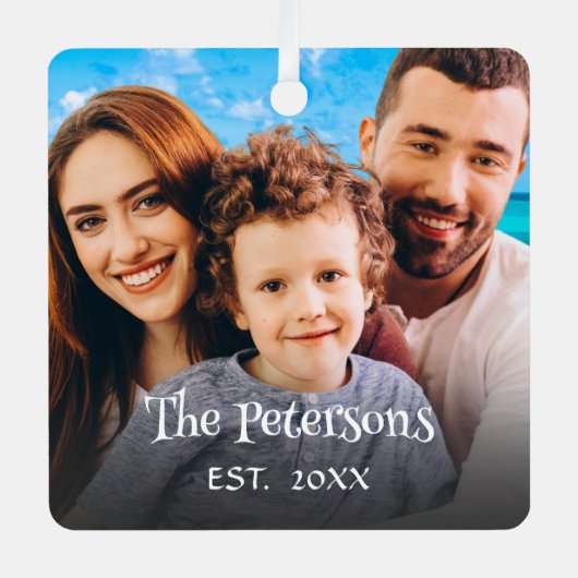 独自の2枚の写真を作成カスタム文字おもしろいタイポグラフィ メタルオーナメント (正面)