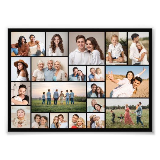 独自の20枚のフォトコラージュの写真の拡大を作成 フォトプリント (正面)