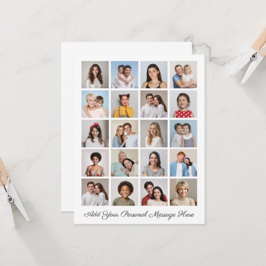 独自の20枚のフォトコラージュを作成するあいさつ文を追加 カード (正面/裏面インサイチュ)