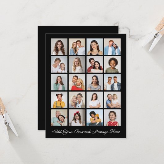 独自の20枚のフォトコラージュを作成するあいさつ文を追加 カード (正面/裏面インサイチュ)