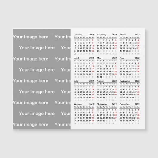 独自の2022カレンダー磁気カードを作成する (正面)