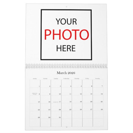独自の2025年を作パーソナライズされた成、ブランド/写真 カレンダー (3月 2026)