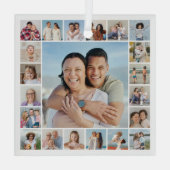 独自の21フォトコラージュを作成 ガラスオーナメント (裏面)