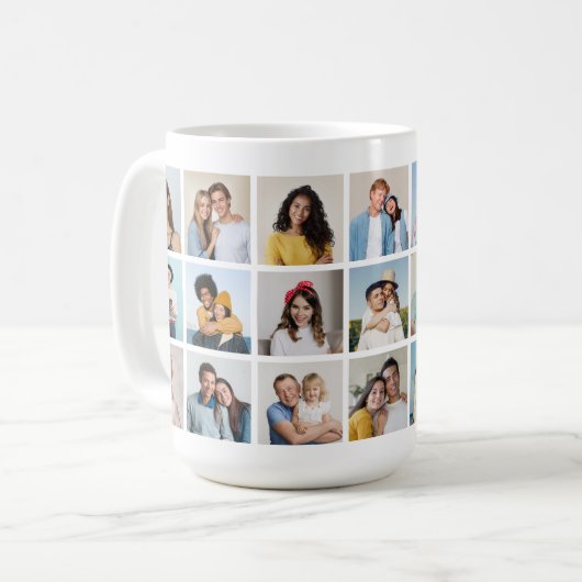 独自の21フォトコラージュを作成 コーヒーマグカップ (正面左)