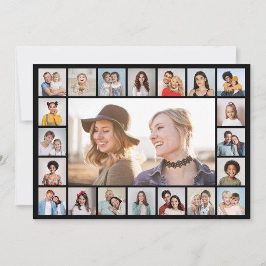 独自の21フォトコラージュ編集可能カラーを作成 ノートカード (正面)