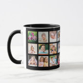 独自の22フォトコラージュの家族の名前を黒で作成 マグカップ (左)