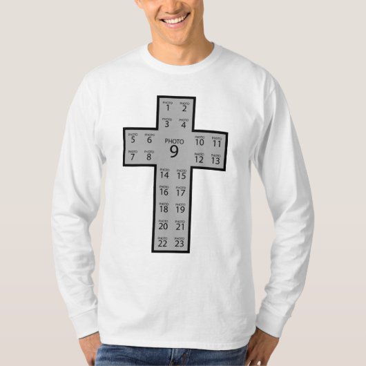独自の23フォトコラージュChristian crossを作成 Tシャツ (正面)