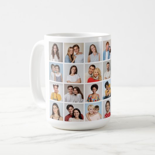 独自の24フォトコラージュを作成 コーヒーマグカップ (正面左)
