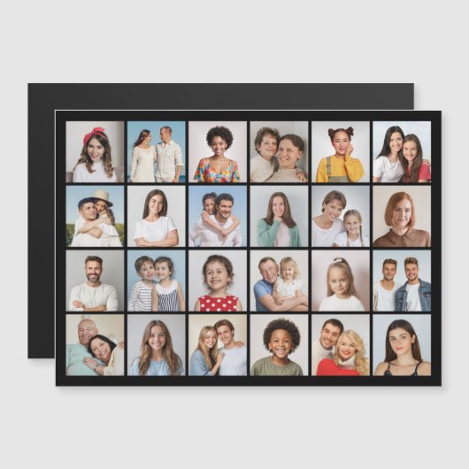 独自の24フォトコラージュ磁気カードの作成 マグネット招待状 (正面/裏面)