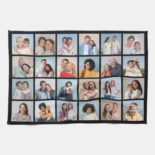 独自の24フォトコラージュ編集可能カラーの作成 キッチンタオル (横)