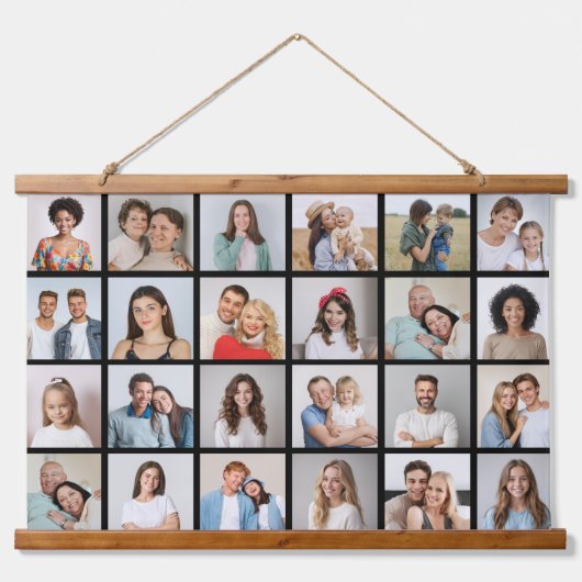 独自の24フォトコラージュ編集可能カラーの作成 吊り下げ型タペストリー (正面)