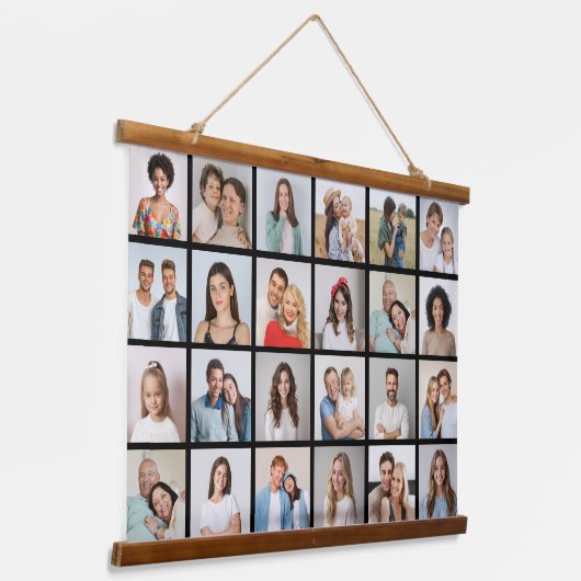 独自の24フォトコラージュ編集可能カラーの作成 吊り下げ型タペストリー (傾斜あり)