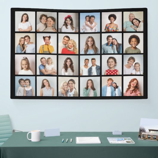 独自の24フォトコラージュ編集可能カラーの作成 横断幕 (トレードショー)