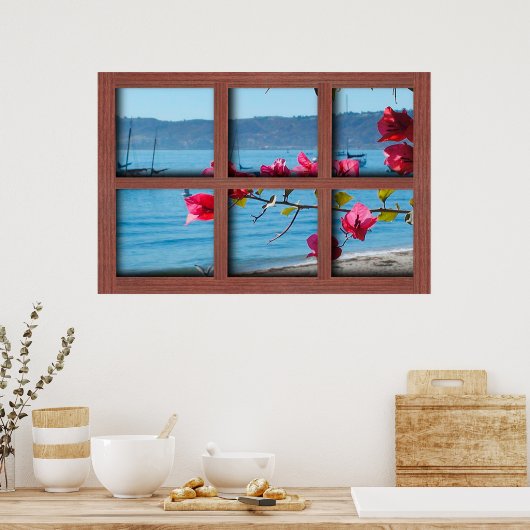 独自の24x36レッドウッド窓フレームを作成 ポスター (キッチン)