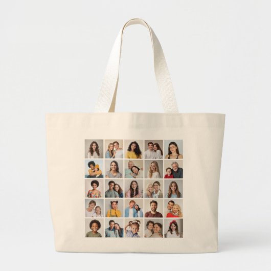独自の25フォトコラージュを作成 ラージトートバッグ (正面)