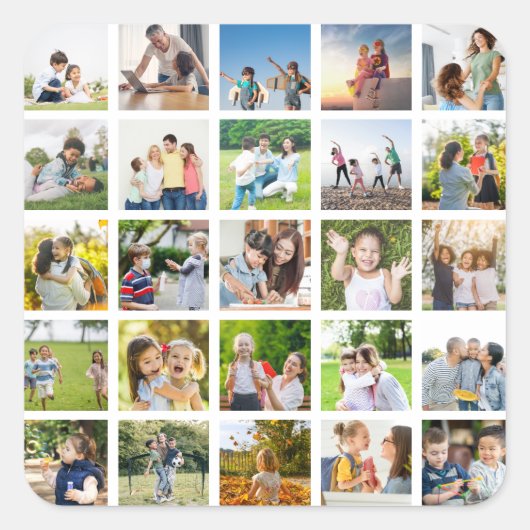 独自の25フォトコラージュを編集可能に作成 スクエアシール (正面)