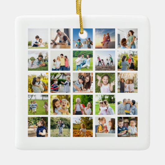 独自の25フォトコラージュを編集可能に作成 セラミックオーナメント (正面)
