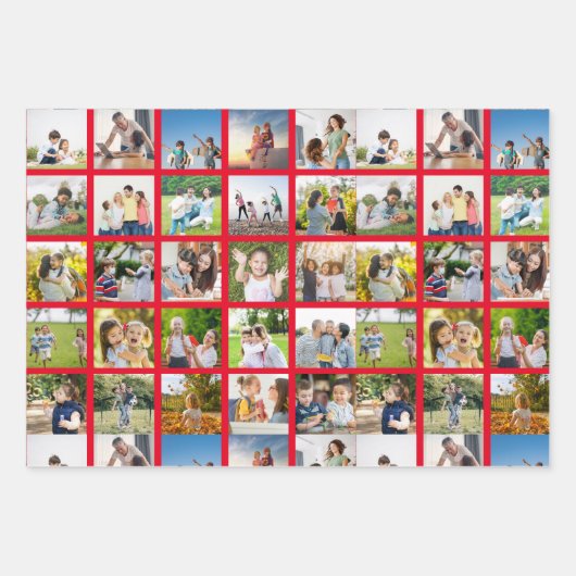 独自の25フォトコラージュを編集可能に作成 ラッピングペーパーシート (正面3)