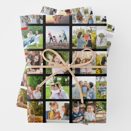 独自の25フォトコラージュを編集可能に作成 ラッピングペーパーシート (インサイチュ)