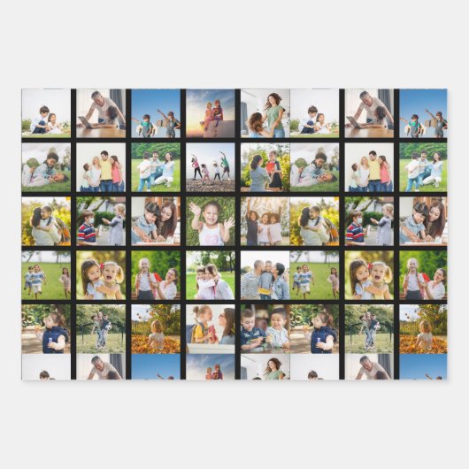 独自の25フォトコラージュを編集可能に作成 ラッピングペーパーシート (正面)