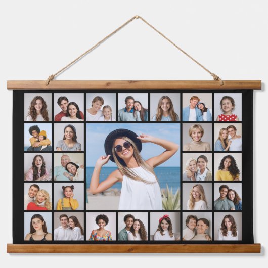 独自の27フォトコラージュを作成 吊り下げ型タペストリー (正面)