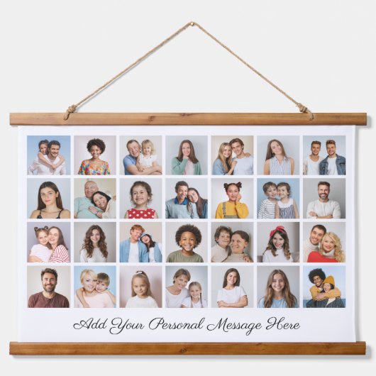 独自の28フォトコラージュを作成するあいさつ文を追加 吊り下げ型タペストリー (正面)