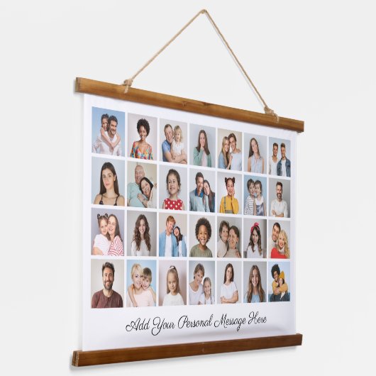 独自の28フォトコラージュを作成するあいさつ文を追加 吊り下げ型タペストリー (傾斜あり)