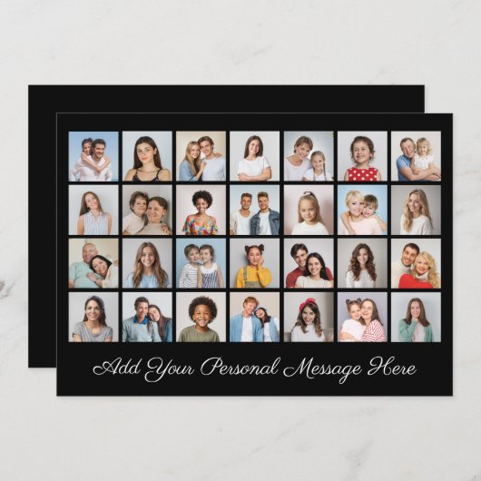 独自の28フォトコラージュを作成するあいさつ文を追加 招待状 (正面/裏面)