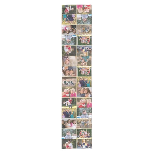 独自の28家族のフォトコラージホームデコールを作成 ショートテーブルランナー (正面)