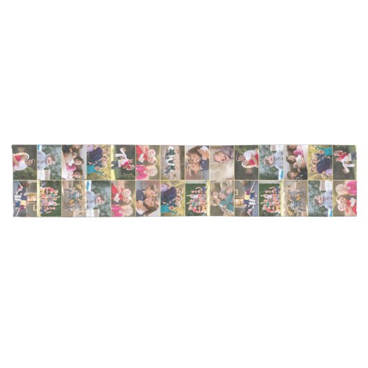 独自の28家族のフォトコラージホームデコールを作成 ショートテーブルランナー (横)