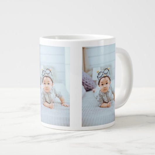 独自の3つのフォトコラージュを作成カスタム ジャンボコーヒーマグカップ (正面右)