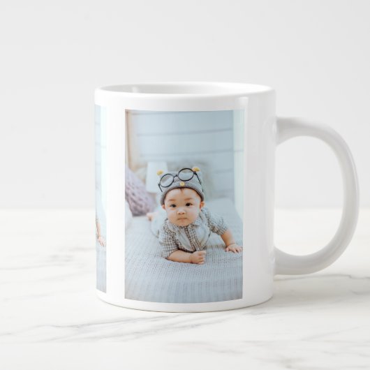 独自の3つのフォトコラージュを作成カスタム ジャンボコーヒーマグカップ (右)