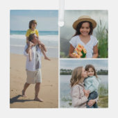 独自の3つのフォトコラージュを作成 ガラスオーナメント (裏面)