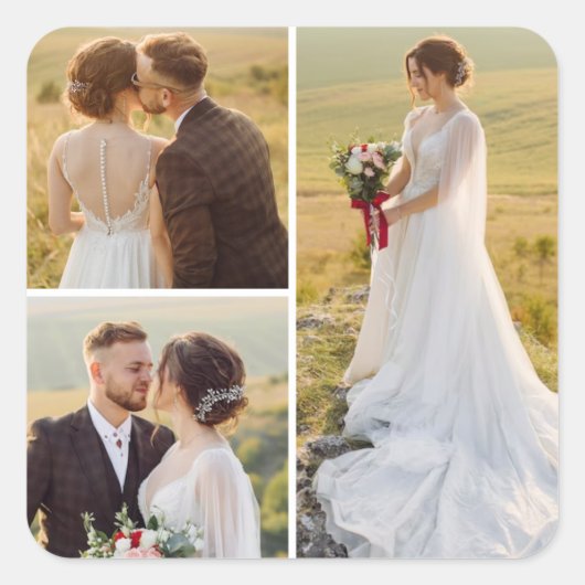 独自の3つのフォトコラージュを作成 スクエアシール (正面)