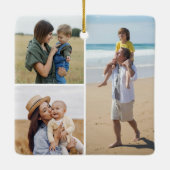 独自の3つのフォトコラージュを作成 セラミックオーナメント (裏面)