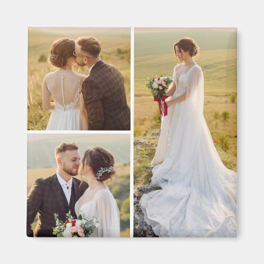 独自の3つのフォトコラージュを作成 マグネット (正面)