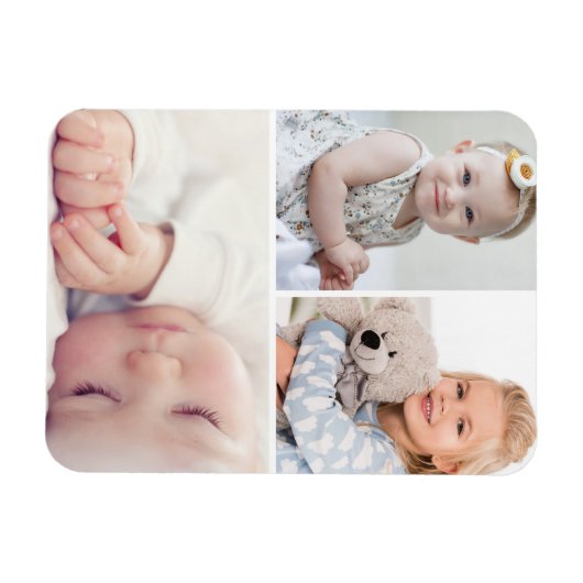 独自の3フカスタムァミリのフォトマグネットを作成 マグネット (横)