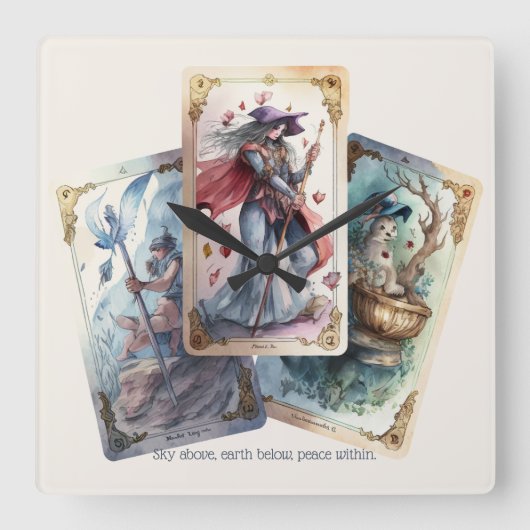 独自の3枚のタロットカードの作成 スクエア壁時計 (正面)