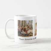 独自の3枚の写真を作成するカスタム引用文 コーヒーマグカップ (左)