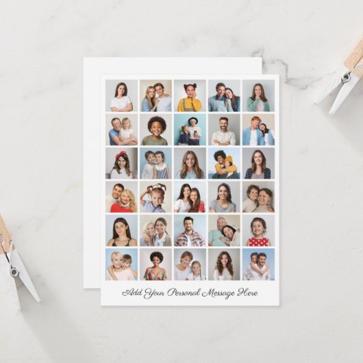 独自の30枚のフォトコラージュを作成する挨拶を追加する カード (正面/裏面インサイチュ)
