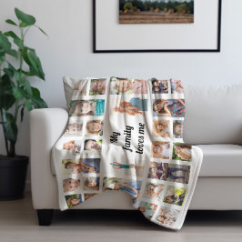 独自の32家族のフォトコラージホワイトを作成 フリースブランケット