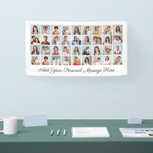 独自の36フォトコラージュ編集可能カラーを作成 横断幕 (トレードショー)