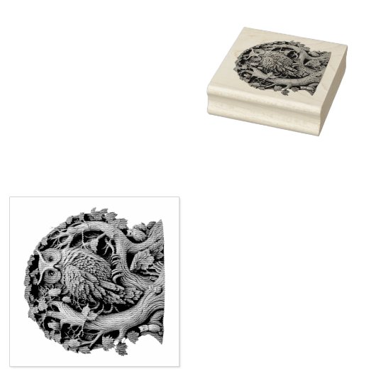 独自の3Dボイズ彫りフェイクウッドフクロウを作成 ラバースタンプ (押印)