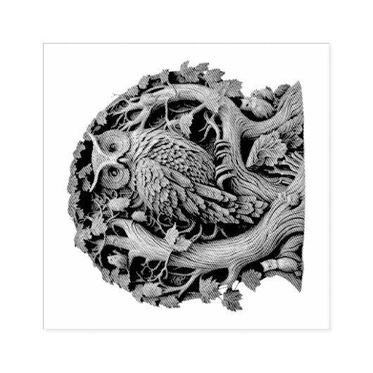 独自の3Dボイズ彫りフェイクウッドフクロウを作成 ラバースタンプ (インプリント)