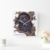 独自の3Dボイフェイクズ彫り黒いレイベンを作成 スクエア壁時計 (ホーム)