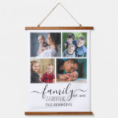 独自の4つのフォトコラージファミリ引用文名を作成 吊り下げ型タペストリー (正面)