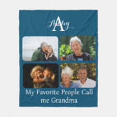 独自の4つのフォトコラージュを作成する祖母モノクロ フリースブランケット (正面)