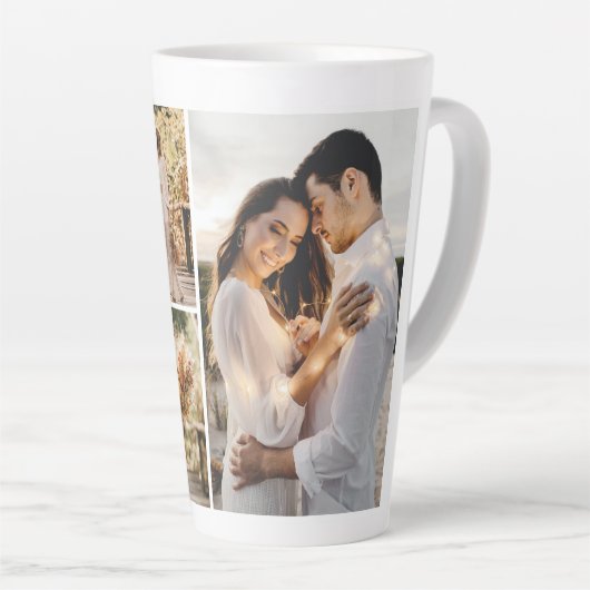 独自の4つのフォトコラージュを作成 カフェラテマグ (右アングル)