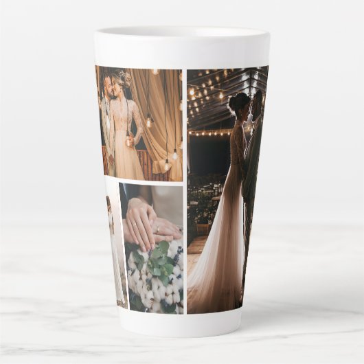 独自の4つのフォトコラージュを作成 カフェラテマグ (正面)